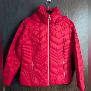 Michael Kors Packable Red Quilted Jacket With Storage Pouch NWOT